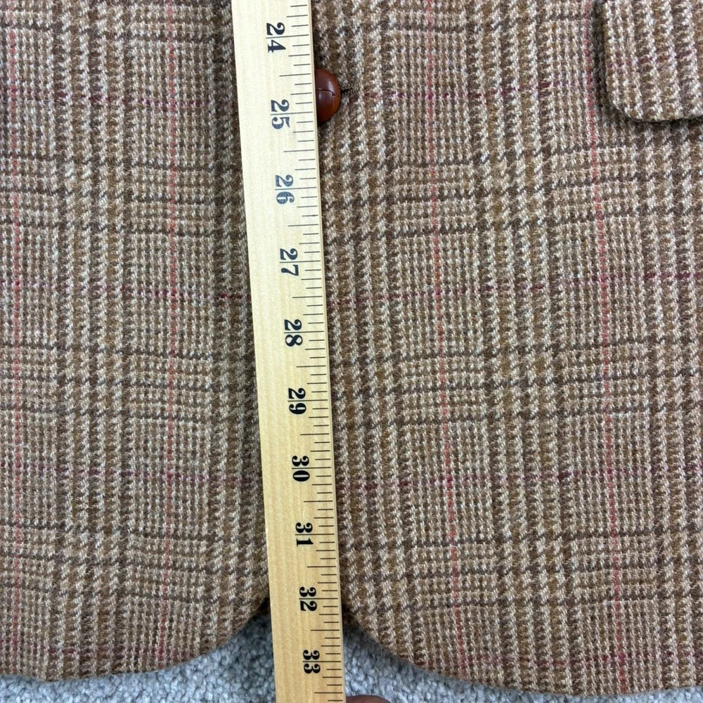 VintGlen Check Plaid Wool Blazer Brown Ivy League Academia Professor Preppy 42L